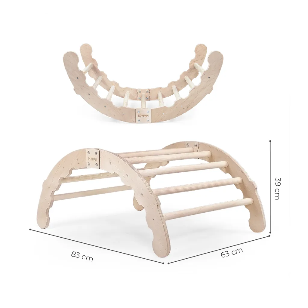 MAMOI® Kletterbogen, Kletterdreieck, Baby Klettern, Regenbogenwippe Aus Holz, Holzbogen Für Kinder, Klettergerüst Indoor Ab 1/2/3 Jahre 5 MAMOI® Kletterbogen, Kletterdreieck, Baby Klettern, Regenbogenwippe Aus Holz, Holzbogen Für Kinder, Klettergerüst Indoor Ab 1/2/3 Jahre – Bild 3