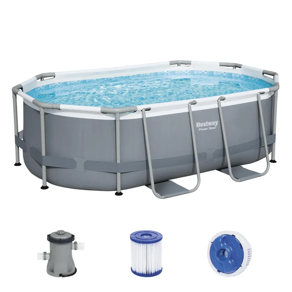 Bestway® Power Steel™ Frame Pool Set Mit Filterpumpe 305 X 200 X 84 Cm, Grau, Oval 19 Bestway® Power Steel™ Frame Pool Set Mit Filterpumpe 305 X 200 X 84 Cm, Grau, Oval – Bild 17