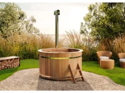 Finntherm Holz Badefass Bergen, Hot Tub Ø 180 X 101 Cm, Inkl. Edelstahl-Ofen 22 KW Und Einstiegsleiter, 5-6 Personen, Schwimmbecken, Badebottich, Jacuzzi -Bestintex Geschaft f3a6e7266c45c00794e2b0c1988f543b