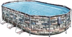 Bestway® Power Steel™ Comfort Jet Series™ Frame Pool-Set Mit Filterpumpe 610 X 366 X 122 Cm, Steinwand-Optik (Naturstein), Oval -Bestintex Geschaft f4071b09c4db127bc8a64af741a4f238