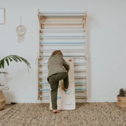 Leg&go Klettergerüst Sprossenwand Mit Rampe / Rutsche Indoor, 2in1 Kletterdreieck Sprossenwand Aus Holz, Pastell -Bestintex Geschaft f47d37e60c851a2e089abcd68d12db26
