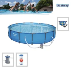 Bestway Frame Pool "Steel Pro" Set - Rund, 427 X 84 Cm; 56595 -Bestintex Geschaft f58a18d1ad259c66ab27f61ba27fadef