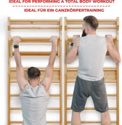 Physionics® Abnehmbare Klimmzugstange Für Sprossenwand - Belastbar Bis 100 Kg, 3 Sprossen, 73 X 45 X 27 Cm, Aus Holz, Höhenverstellbar - Klimmzugbügel, Reckstange, Einhängebügel, Turnwand -Bestintex Geschaft f87c06ad0d139d268cfa0109b3325992