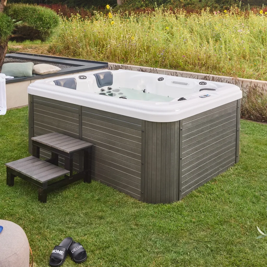 HOME DELUXE - Outdoor Whirlpool BEACH Plus Treppe Und Thermoabdeckung Außenpool Spa 3 HOME DELUXE - Outdoor Whirlpool BEACH Plus Treppe Und Thermoabdeckung Außenpool Spa