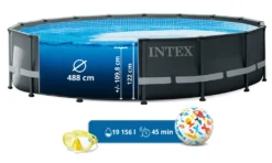 Intex Ultra Frame Swimming Pool 488x122 Cm Schwimmbecken Stahlrahmen 26326 Komplett-Set Mit Extra-Zubehör Wie: Luftmatratze -Bestintex Geschaft fa47d765acbf5cf07a4ab210613d8f16
