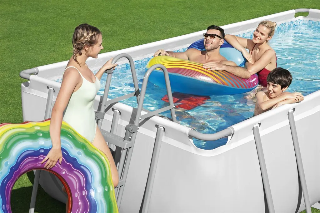 Bestway Power Steel™ Frame Pool Komplett-Set, Eckig, Mit Sandfilteranlage, Sicherheitsleiter & Abdeckplane 488 X 244 X 122 Cm 11 Bestway Power Steel™ Frame Pool Komplett-Set, Eckig, Mit Sandfilteranlage, Sicherheitsleiter & Abdeckplane 488 X 244 X 122 Cm – Bild 9