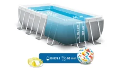 Intex Prism Frame Swimming Pool 488x244x107 Cm Rechteck Stahlwand Leiter & Pumpe 26792 Komplett-Set Mit Extra-Zubehör Wie: Strandball Und Luftmatratze -Bestintex Geschaft fc00819a25b1e07eeb91bca48df8e694