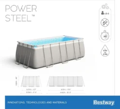 Bestway Power Steel™ Frame Pool Komplett-Set, Eckig, 412x201x122cm, 56457 -Bestintex Geschaft fee263e6c6987f27a1ce6ff5cb3de498